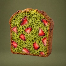 Matcha strawberry bread slice