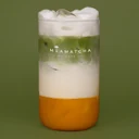 Iced mango matcha latte
