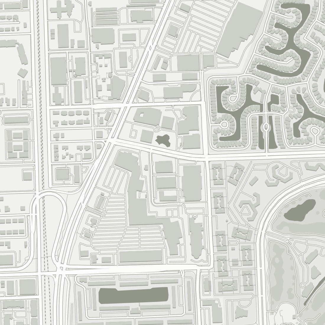 Map of the streets around MiaMatcha Café in Aventura, Florida