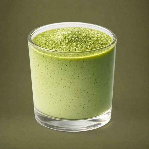 Matcha panna cotta in a glass